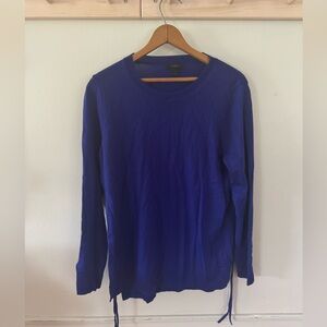 J.Crew 100% Merino Wool Side-slit Sweater with Ties Royal Blue Size Medium